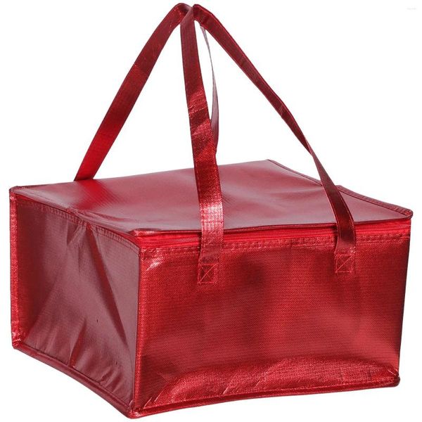 Emballage cadeau Sac de nourriture à poignée portable Pliable Fermeture à glissière thermique Sac de livraison isolé Couleur d'isolation Tissu non tissé