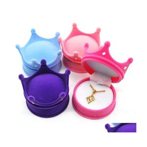 Emballage Cadeau Portable Mini Organisateur De Cadeaux Anti Rouille En Peluche Couronne Forme Strass Anneaux Oreille Goujons Boîte Haute Qualité Flocage Bijoux Cas P Dh834