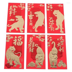 Gift Wrap ppyy-60 PCS Chinese rode enveloppen 2023 jaar van de Tiger 6 verschillende patronen Lucky Money Packets