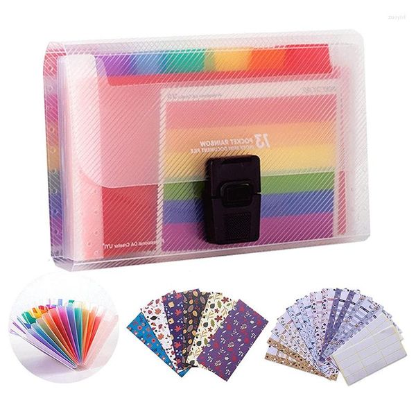 Emballage cadeau PPYY-classeur accordéon 13 pochettes A6 fichier extensible accordéon en plastique avec enveloppes budgétaires pour Cash SystemGift