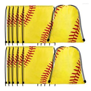 Emballage cadeau PPYY-Sac à dos à cordon Softball Sac à cordon Baseball Favor Soccer Volleyball Sacs 12Pack