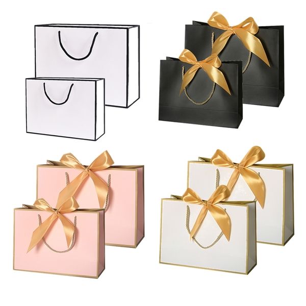 Emballage cadeau Joli sac cadeau rose Boîte cadeau en or pour pyjamas Vêtements Livres Perruque Emballage de bijoux Poignée Boîte en papier Sacs Sac cadeau en papier kraft 220913
