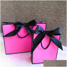 Cadeau cadeau joli sac kraft rose boîte cadeau d'or pour pyjamas vêtements livres emballage poignée sacs en papier 210402 livraison directe maison gar ot1oz