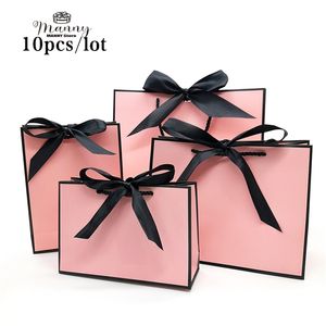 Papel de regalo Pretty Pink Kraft Bolsa de regalo Caja de regalo de oro para pijamas Ropa Libros Embalaje Mango dorado Caja de papel Bolsas Bolsa de regalo de papel Kraft 220906