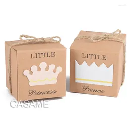 Emballage cadeau Princesse Baby Shower Boîtes de faveur Boîte de papier kraft rustique Fille 1er anniversaire Décoration Bomboniere Baptême