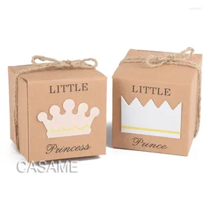 Emballage cadeau Princesse Baby Shower Boîtes de faveur Boîte de papier kraft rustique Fille 1er anniversaire Décoration Bomboniere Baptême