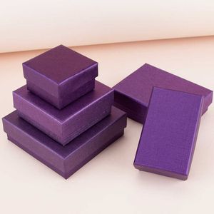 Emballage cadeau Emballage cadeau violet Bijoux Bague de stockage Collier Boîte rectangulaire éponge doublé carton 0207