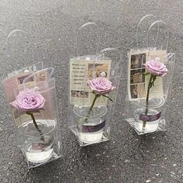 Geschenkwikkeling PVC Bloemzak Bloemzak Transparante draagtas Diy Simple Cup Flower Single Flower Shop verpakking 25x10x10cm