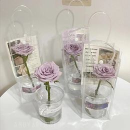 Geschenkverpakking PVC bloementas kraam bloementas transparante draagtas diy eenvoudige beker bloem enkele bloemenwinkelverpakking 231109