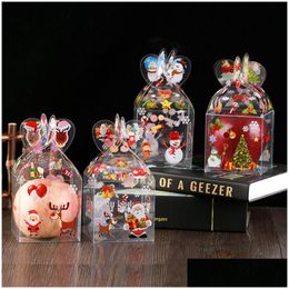 Envoltura de regalo Pvc Caja de dulces transparente Decoración de Navidad Embalaje Papá Noel Muñeco de nieve Cajas de manzana Suministros para fiestas Gota Deliv Dhgarden Dhclo