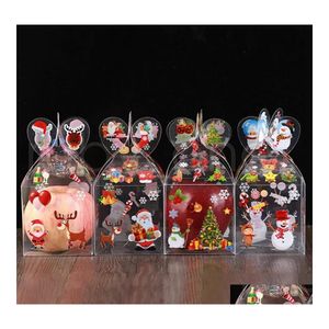 Cadeau cadeau PVC Transparent Candy Box Décoration de Noël Emballage Père Noël Bonhomme de neige Elk Renne Apple Boîtes Drop Livraison Accueil G Dhrn1