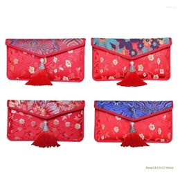 Gift Wrap QX2E Chinese Rode Envelop Jaar Geluksgeld Pocket Gifting Pouch Tassel Brocade Zakken Voor Lente Festival Bruiloft Verjaardag