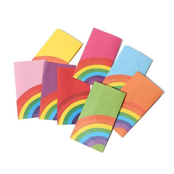 Envoltura de regalo Arco iris Caramelo Bolsa de papel Impresión de moda Color Boca plana Bolsas de envasado de alimentos 8 colores Entrega directa Hogar Jardín Festivo P Dhypk