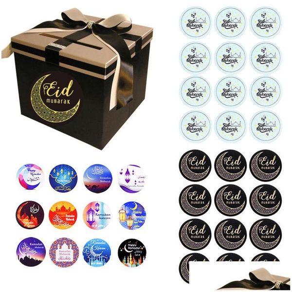 Cadeau Wrap Ramadan Eid Mubarak Décorations Papier Autocollant Cadeau Étiquette Autocollants Autocollants Islamique Musulman Al-Fitr Décoration Fournitures Drop Deliv Dhuxs