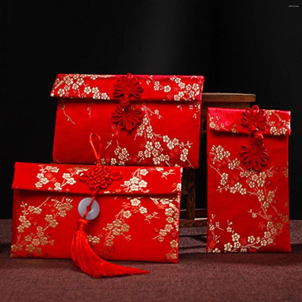 Enveloppe cadeau enveloppe rouge broderie de style chinois Brocade Brocade Lucky Money Sac Purse Année de mariage Fourniture de fête