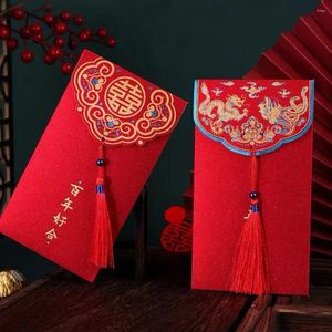Enveloppe cadeau rouge Happy Wedding Hongbao Spring Festival Money Enveloppes Enveloppe chinoise Paquets chanceux
