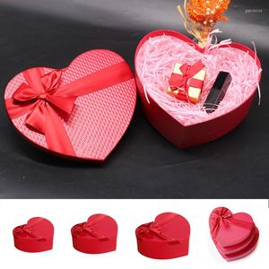 Emballage cadeau rouge en forme de coeur Saint Valentin boîte boîtes à bonbons fleuriste Bouquet emballage fleur accessoires de fête de mariage 3 tailles