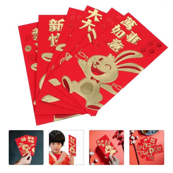Emballage cadeau rouge argent année enveloppe paquet chinois paquets enveloppes poche traditionnelle Bao voir Hong Festival printemps cadeaux