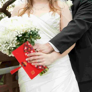 Emballage cadeau rouge sac à main sac paquet zodiaque chinois 18X10.5X1CM mariage argent enveloppe Style tissu