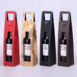 Emballage cadeau Sacs d'emballage de vin rouge Boîtes en cuir universelles Verre de bouteille unique multiple