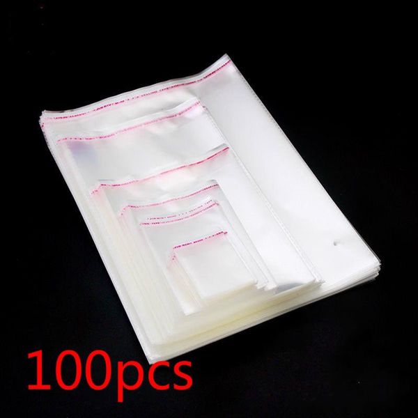 Cadeau cadeau refermable 100pc auto-adhésif transparent cellophane sac auto-scellage petits sacs en plastique pour emballage de bonbons emballage d'emballage de biscuits cadeau