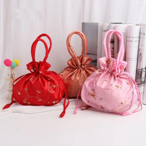 Envoltura de regalo Bordado retro Bolsa de almacenamiento Cordones Bolsos Bolsos Bolsas Bolsa de embalaje de joyería Monedero