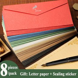 Geschenkwikkeling retro stempel envelop liefdesbrief papier eenvoudige stijl schattige kleurstickers blanco bericht cardgift