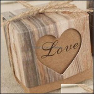 Cadeau Wrap Rétro Arbre Stripe Creuser Sucre Boîte Wrap Célébration De Mariage Boîtes De Bonbons Partie Fourniture Amour Coeur Faveur Cadeau 0 23Wc H Dhcoo