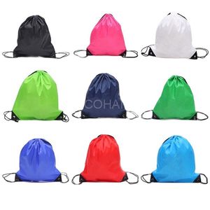 Emballage cadeau réutilisable Logo personnalisé imprimé étanche voyage Sport cordon Gym Nylon Polyester sac à dos sac emballage sacs cadeau