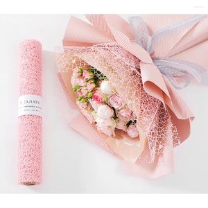 Enveloppe cadeau rubans de mariage matériel d'emballage des rouleaux floraux fournit des fleurs de fleur en maille nette fleurs