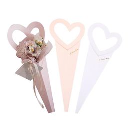 Cadeau cadeau bouquet romantique boîtes de coeur amour rose boîte de fleur carton pour les femmes emballage doux unique bouquet décorer Valent Dhgarden Dhora