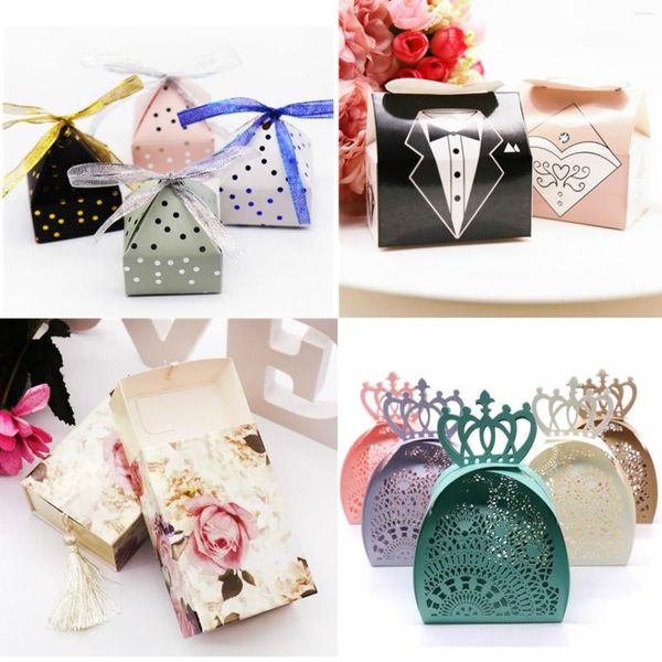 Emballage cadeau romantique marié mariée amour boîte de chocolat faveur de mariage creux papillon papier bonbons gland boîtes à fleurs