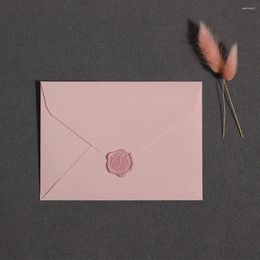 Geschenkwikkeling Romantische roze envelop set Paper ansichtkaart Vuurverfprints Fresh Birthday Card Wax SEALS Uitnodigingskaarten Wedding