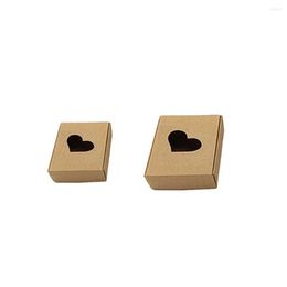 Geschenkwikkeling Romantische stijl Kraft Paper Box Wedding Ceremony Banquet Cookie Candy Case Favor Boxes Present Package 55x55x25mm