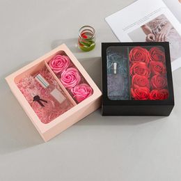 Envoltura de regalo Caja de rosas Pantalla transparente Flores portátiles Dulces Postre Papel Día de San Valentín Decoración de amigas