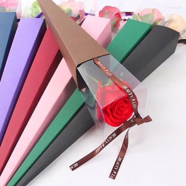 Envoltura de regalo Caja de flores de rosa Hermoso y elegante cono único para el amante del envoltorio de boda del día de San Valentín