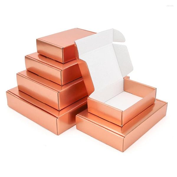 Cadeau cadeau rose or carton couleur emballage petite boîte perruque vierge 3 couches supports ondulés taille personnalisée logo imprimé