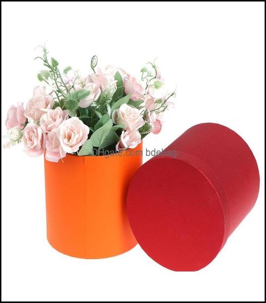 Cadeau cadeau rond boîtes florales femmes fleur emballage papier sac avec chapeau pour fleuriste bouquet boîte fête stockage drop livraison 2021 Ev4372942