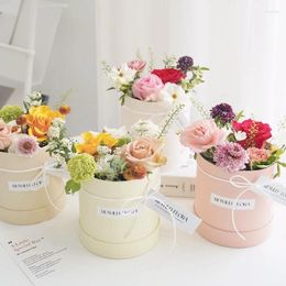 Enveloppe cadeau rond fleur HUB Bucket Creative Candy cadeaux en carton d'emballage Boîte d'emballage de mariage Vase arrangement romantique vase