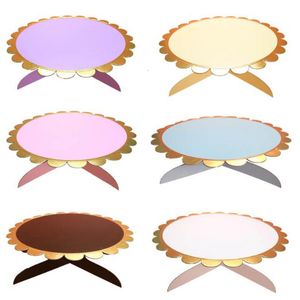 Geschenkoming Ronde Paperbord Cake Stand Sunflower Party Display Card Slot Practical Single Layer Pastry Tray for Birthday Wedding Decor 230110