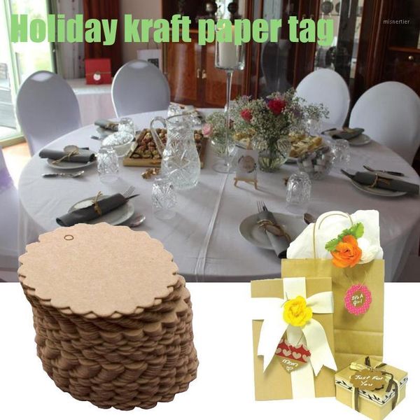 Emballage cadeau rustique fleur brun Kraft papier étiquette fête de mariage emballage décoration bricolage artisanat cartes décor 100 pièces