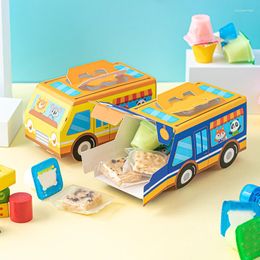 Geschenkwikkeling S Kinder Decoratieve papieren tas Cartoon Bus Vorm Candy Box Animal Packaging Party Birthday