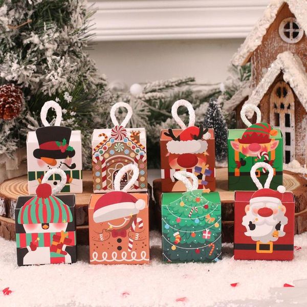 Envoltura de regalo Santa Muñeco de nieve Cajas de dulces navideñas Feliz decoración para el hogar 2023 Cristmas Regalos de Navidad Caja Navidad Año Bolsas de embalaje