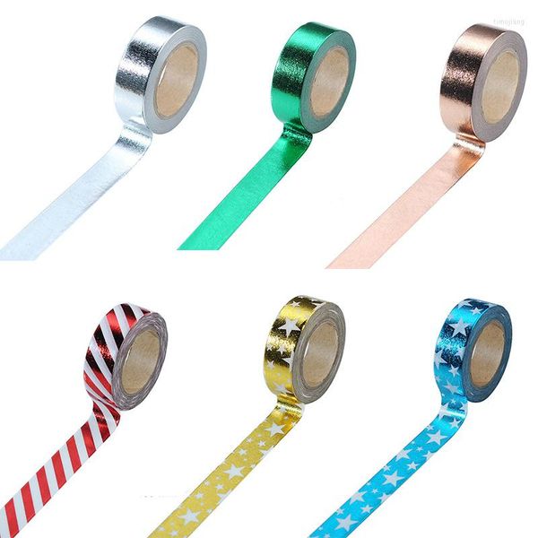 Envoltura de regalo auto adhesivo cintas de enmascaramiento brillo papel pegajoso 15 mm 10m suministros escolares de estilo japonés herramientas de álbumes de recortes de bricolaje