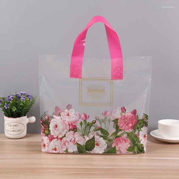 Enveloppe-cadeau - Sacs à imprimés de petits fleurs à vente avec poignée 10pcs Plastic transparent 30x25x6cm Emballage de vêtements