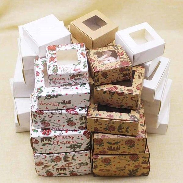 Emballage cadeau Ensemble de 10 boîtes d'emballage vintage DIY pour biscuits faits à la main / gâteaux / pâtisserie / mariage de fleurs / anniversaire / fête de l'année