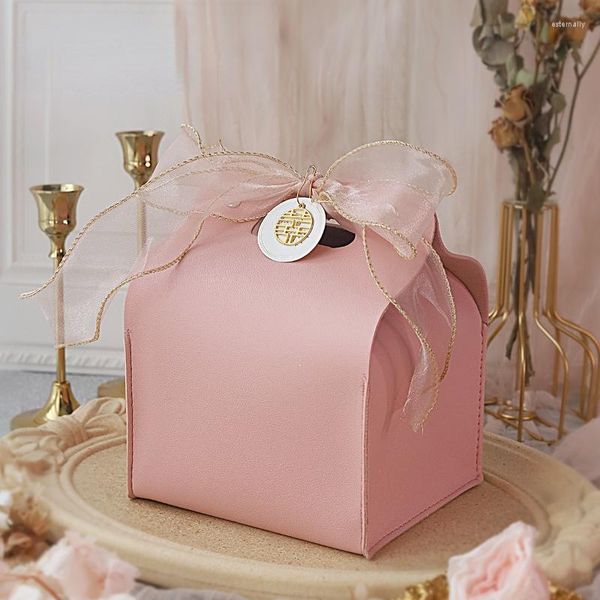 Emballage cadeau ensemble de 3 sacs en cuir PU avec ruban fête d'anniversaire faveur emballage bonbons traiter fournitures d'emballage