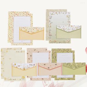 Ensembles d'enveloppe-cadeau / 45pcs enveloppe d'impression de fleurs et journal de lettre charmantes enveloppe d'écriture enveloppes kit