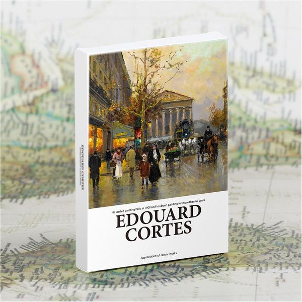 Feuilles d'emballage cadeau / set Art Museum Series Artistes célèbres Edouard Leon Cortes Cartes postales anglaises Enveloppes Artwork Stickers murauxCadeau