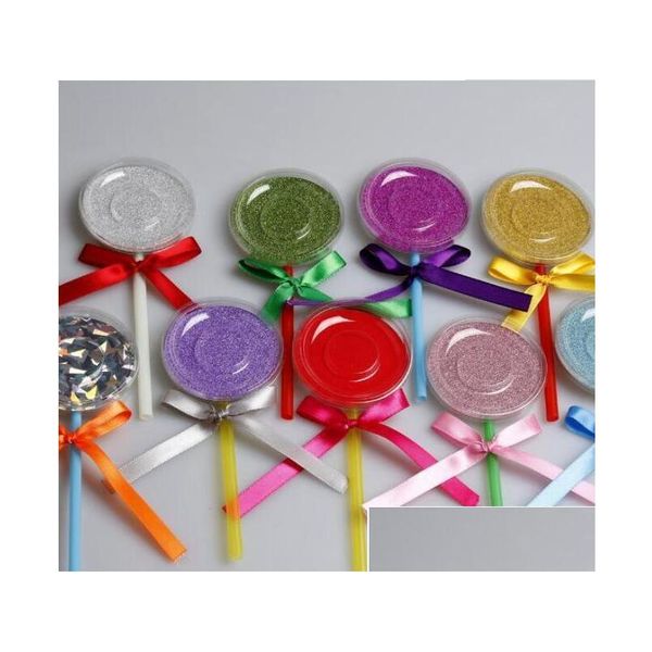 Emballage cadeau Shimmer Lollipop Lashes Package Box 3D Vison Cils Boîtes Faux Faux Emballage Cas Vide Cils Cosmétique Outils Drop De Dhsmd